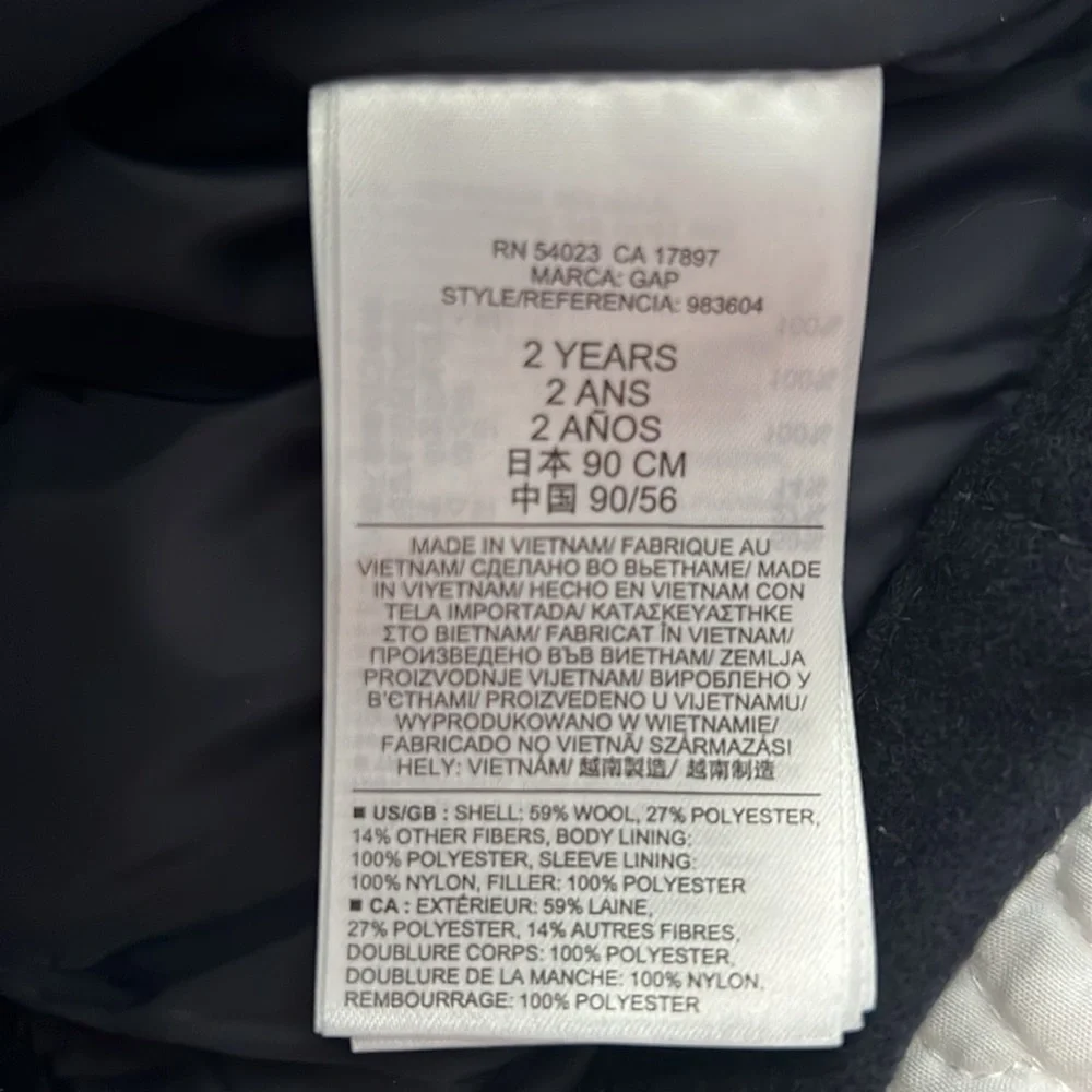 Baby Gap navy peacoat size 2T / winter coat - Picture 5 of 6